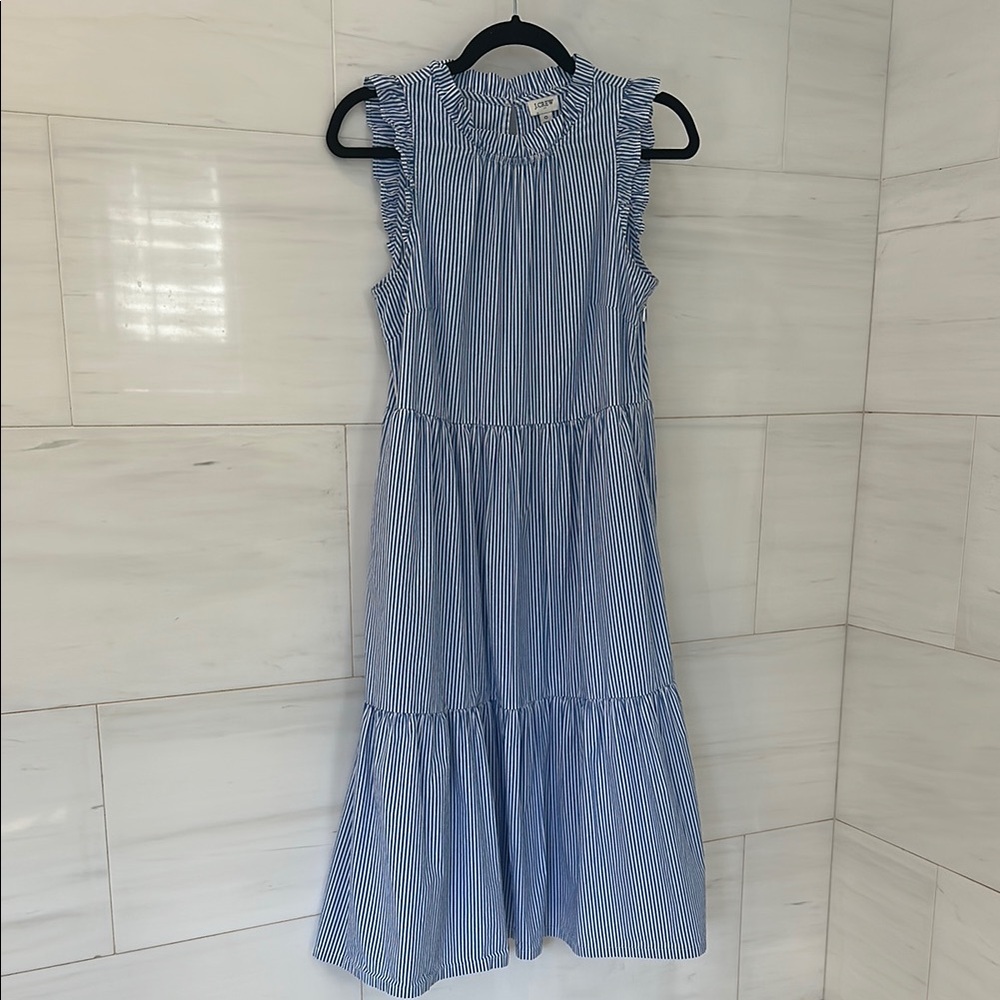J. Crew Blue and White Striped Midi Dress - size 0